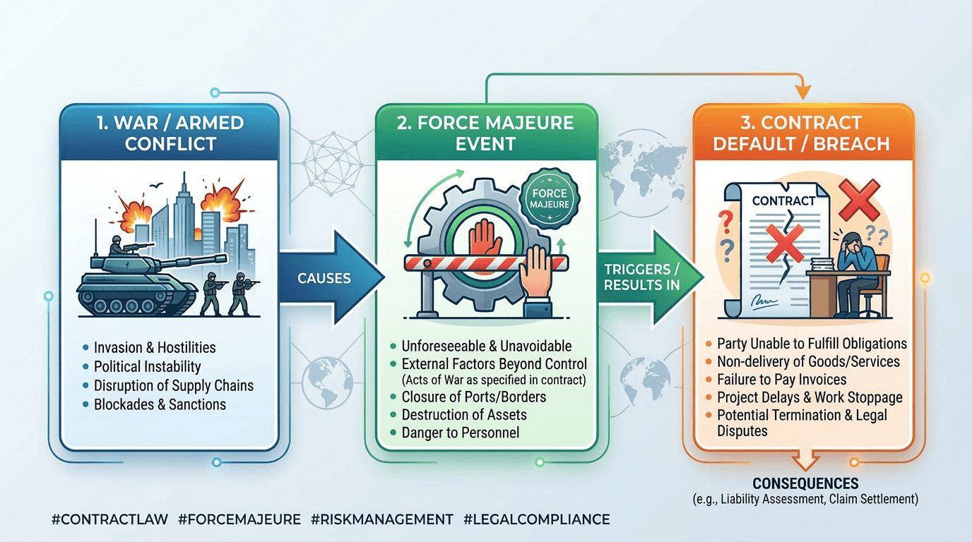 flowchart for war--force majeure--contract default